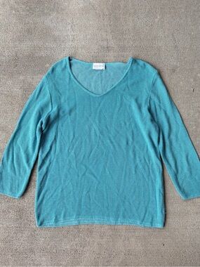 Vintage 90s Sarah Arizona rayon knit crochet style sweater jumper pullover blue